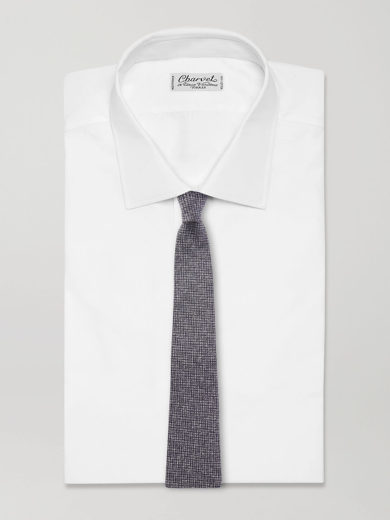 Canali 8cm Checked Silk-Jacquard Tie Gray outlook