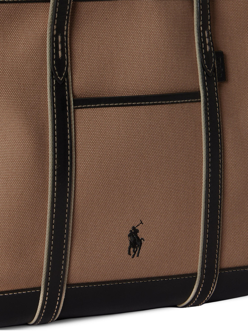 Women's Polo Bear Leather-Trim Canvas Tote Bag - Porcelain Black 5