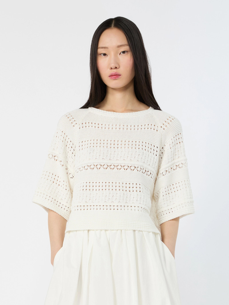 WKIORCHE Crochet cotton sweater - IVORY 3
