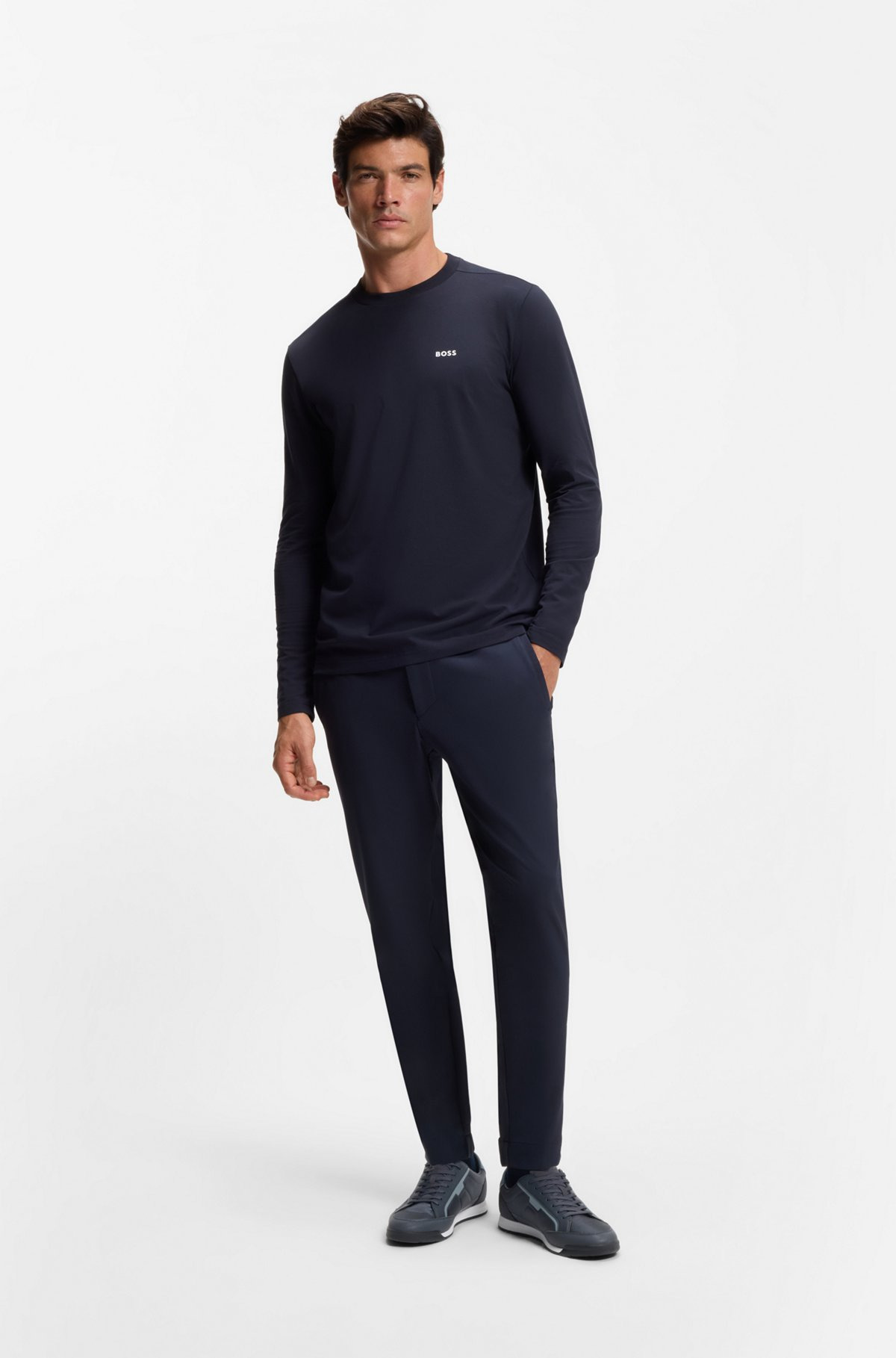 MIXED-MATERIAL TRAINERS WITH CONTRAST BACK TAB - 3