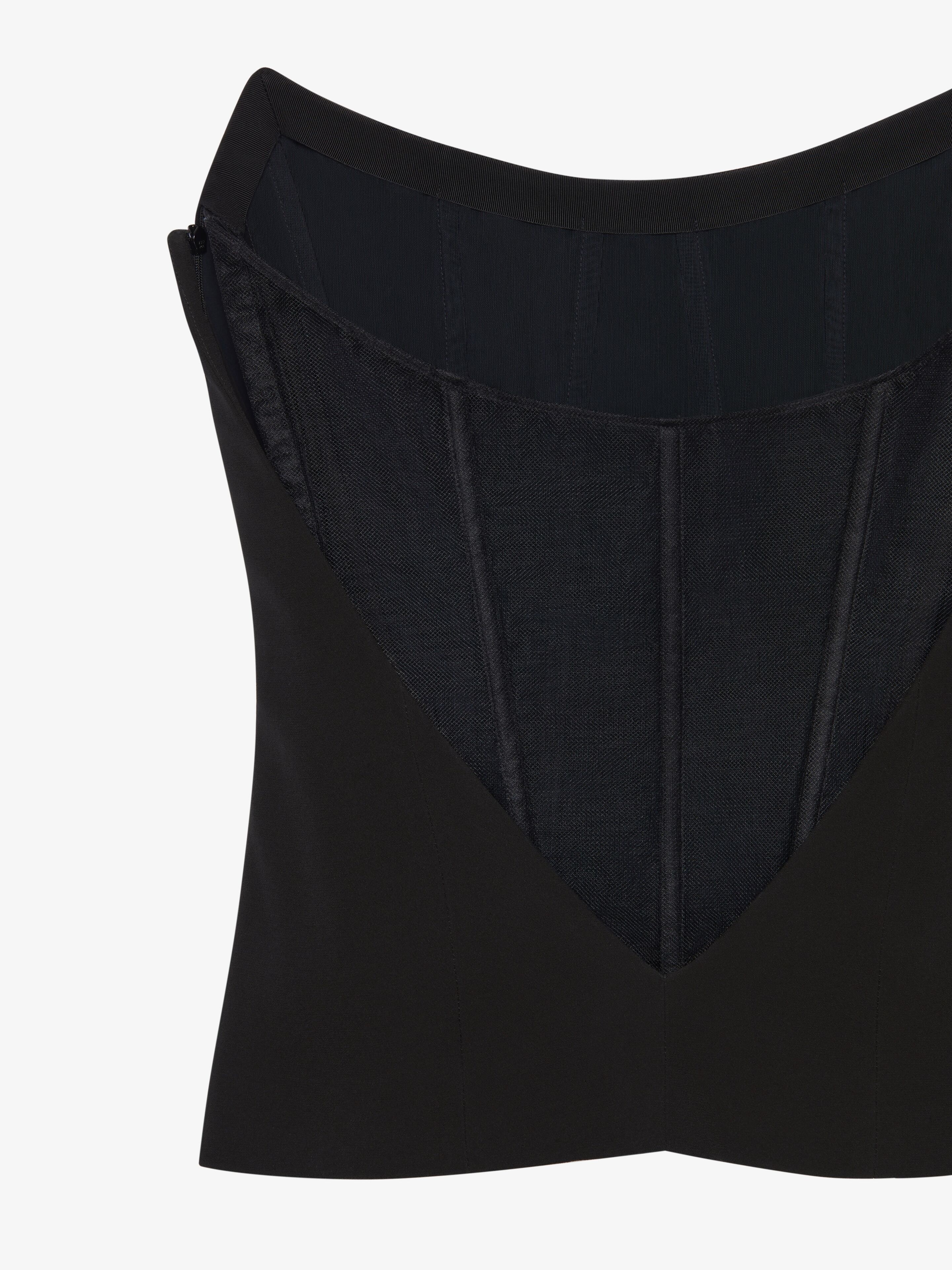CORSET BUSTIER TOP IN CREPE AND SATIN - 6