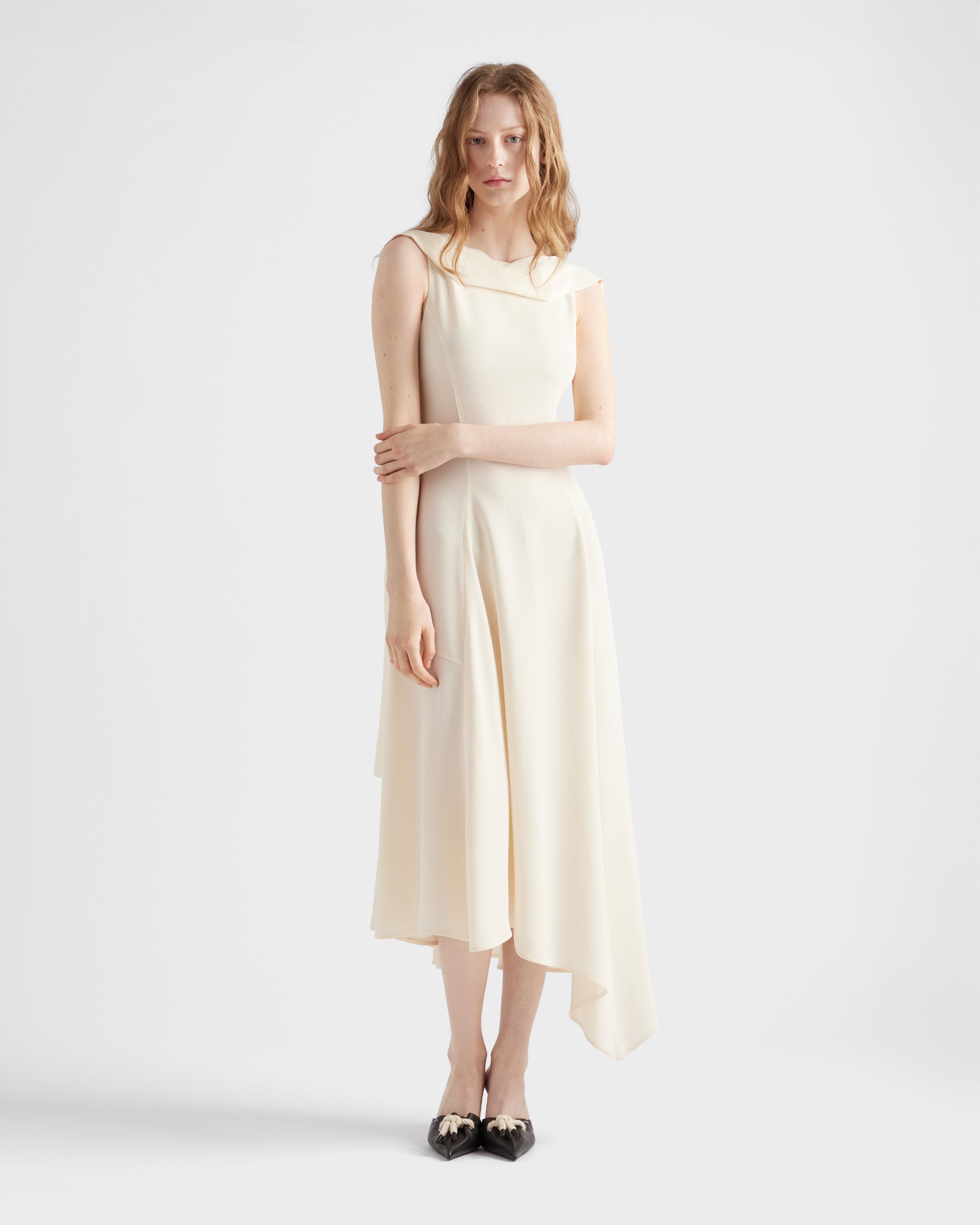 Asymmetrical satin crepe dress - 2