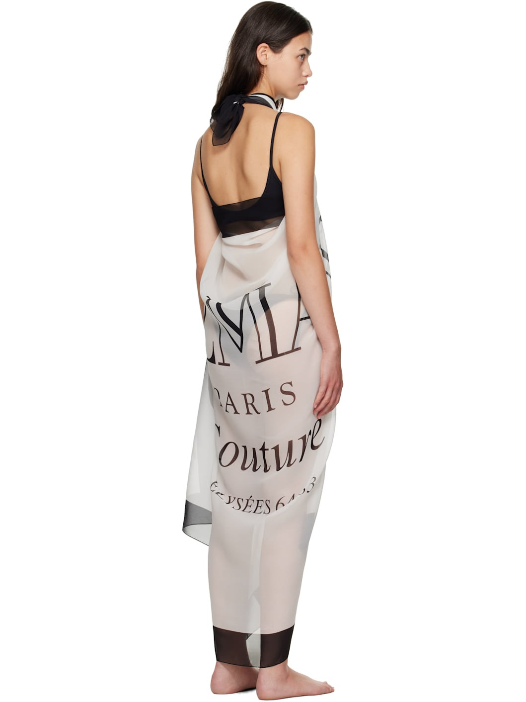 White Two-Tone Printed Beach Cover-up Dress - 3
