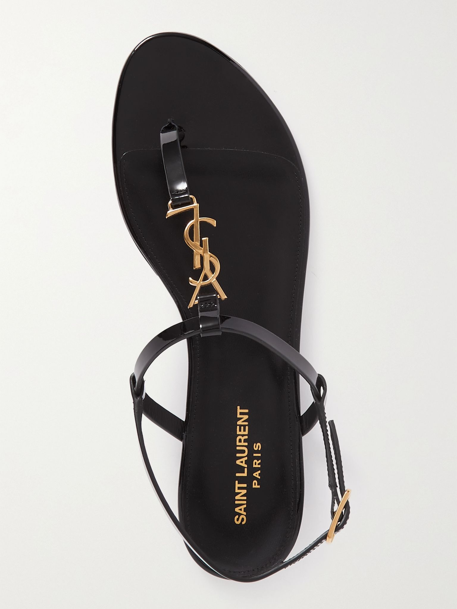 Cassandra logo-embellished patent-leather slingback sandals Black - 5