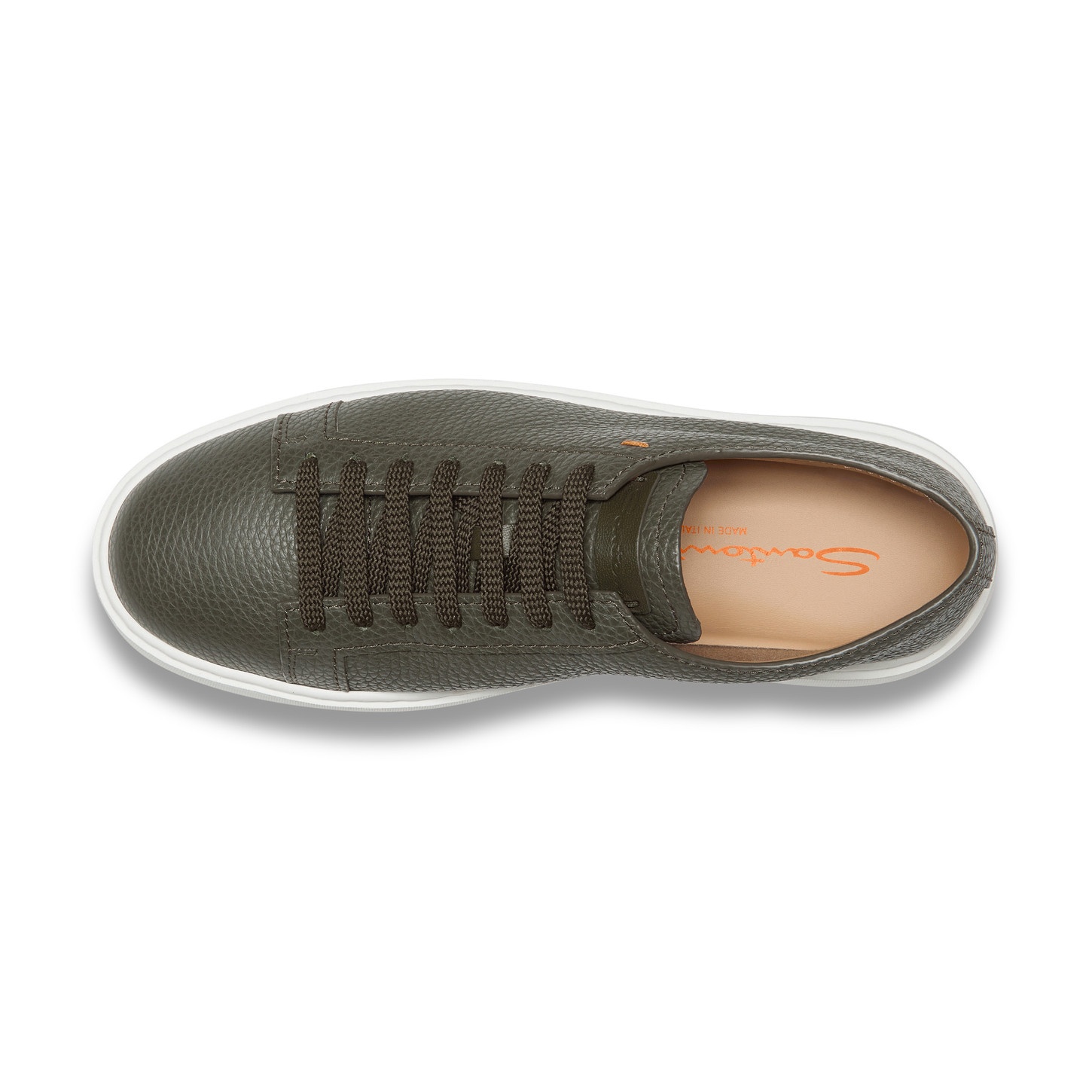 Men's green tumbled leather sneaker - 5