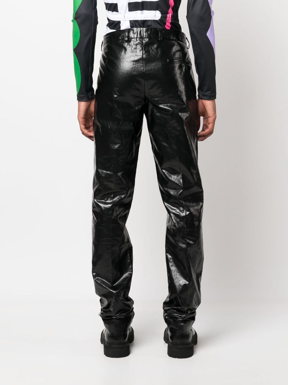 Sharp vinyl-finish straight-leg trousers - 4