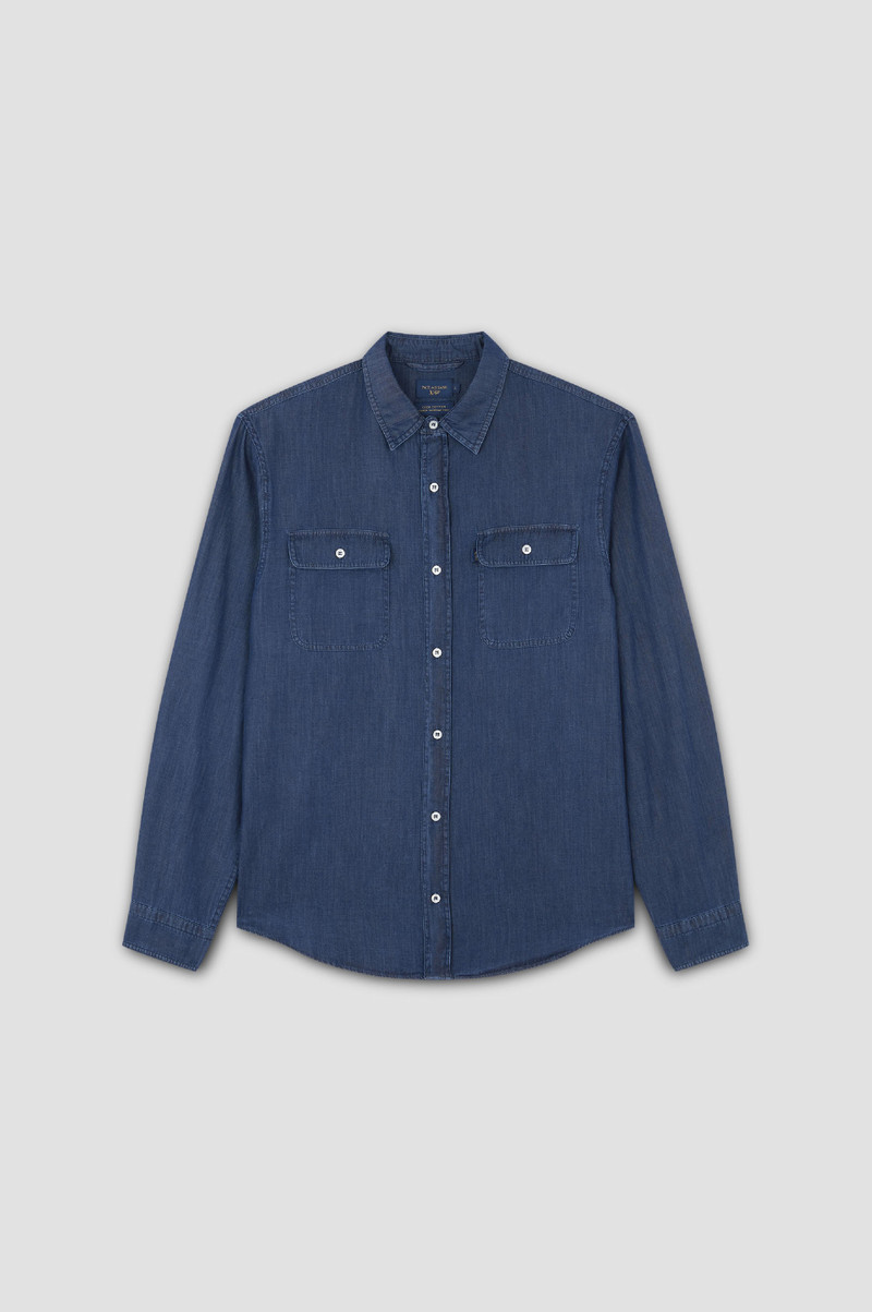 X-SOFT SHIRT IN GIZA COTTON LIGHT DENIM - 1