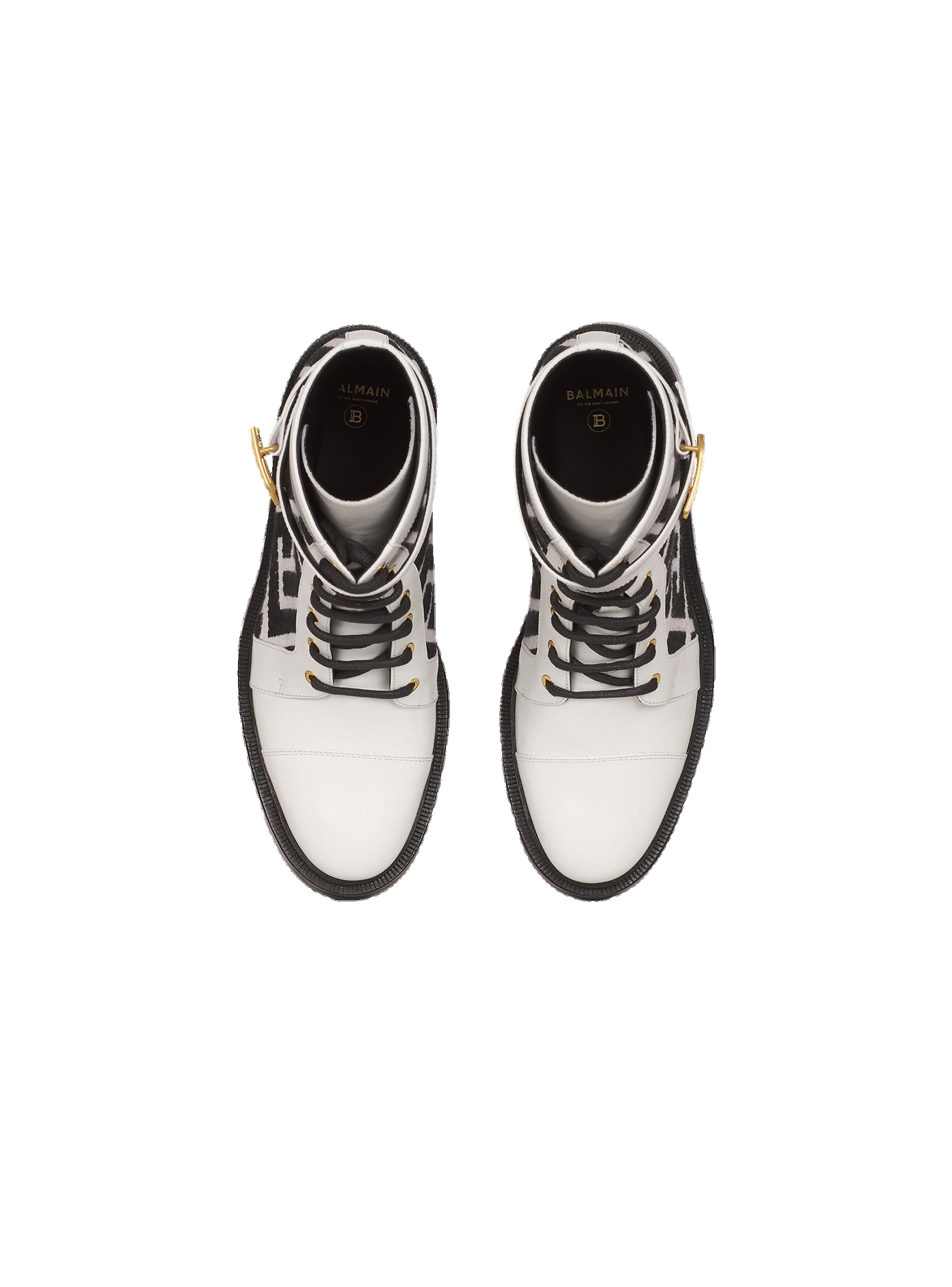 Bicolor jacquard Ranger Romy ankle boots with Balmain monogram - 3