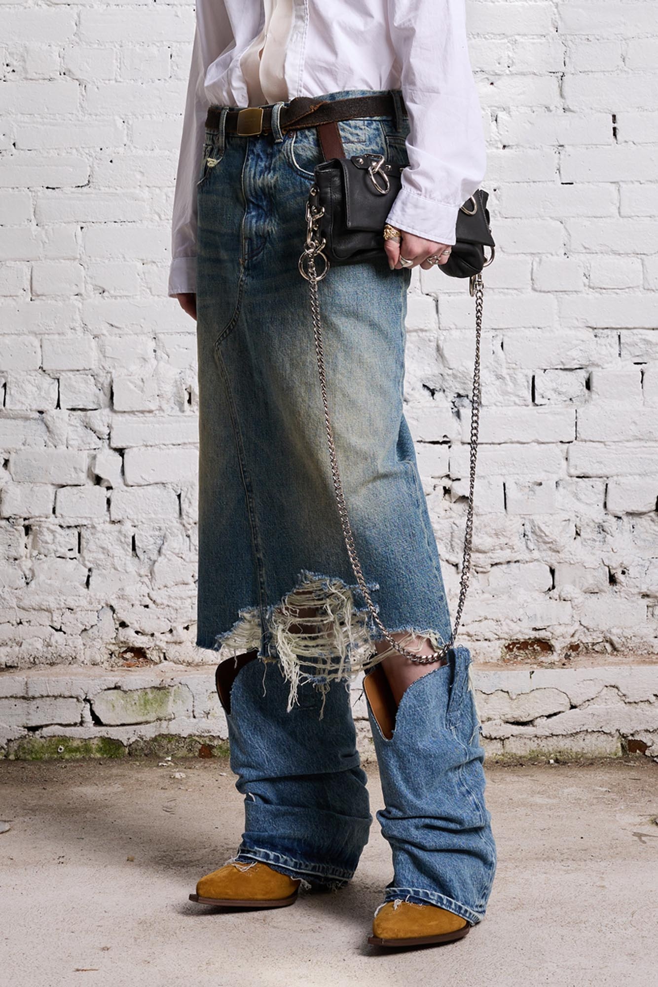R13 JESSE SKIRT - CLINTON BLUE | REVERSIBLE