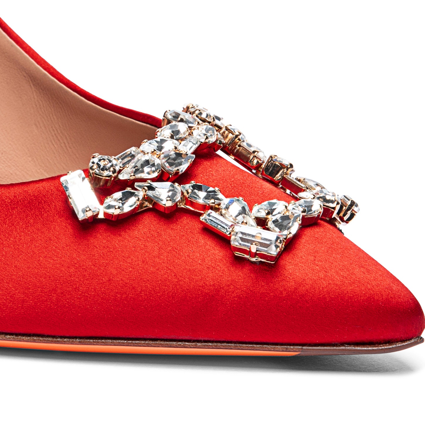 Women's red satin high-heel Santoni Sibille pump - 5