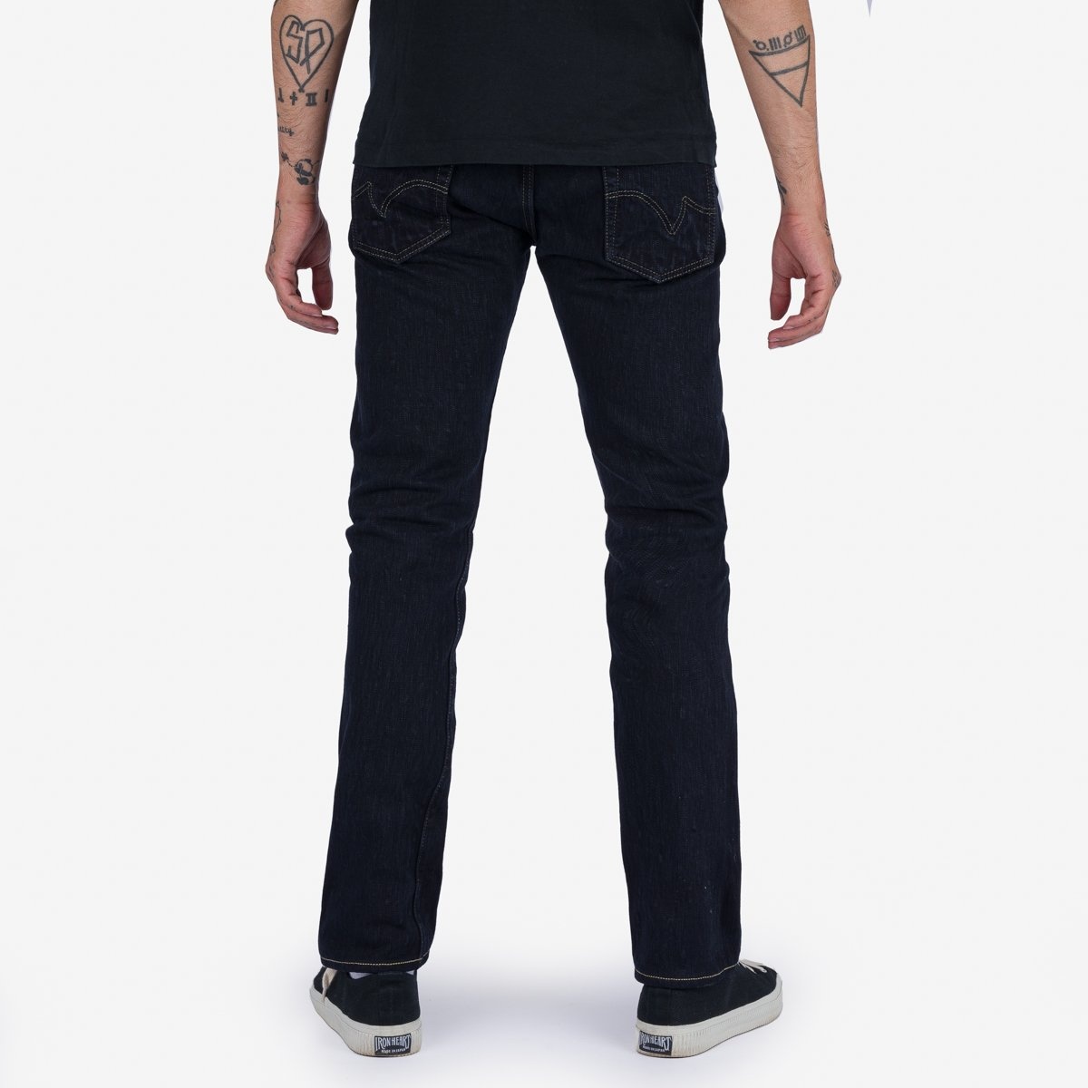 IH-777S-SLBod 16oz Slubby Selvedge Denim Slim Tapered Cut Jeans - Indigo Overdyed Black - 3