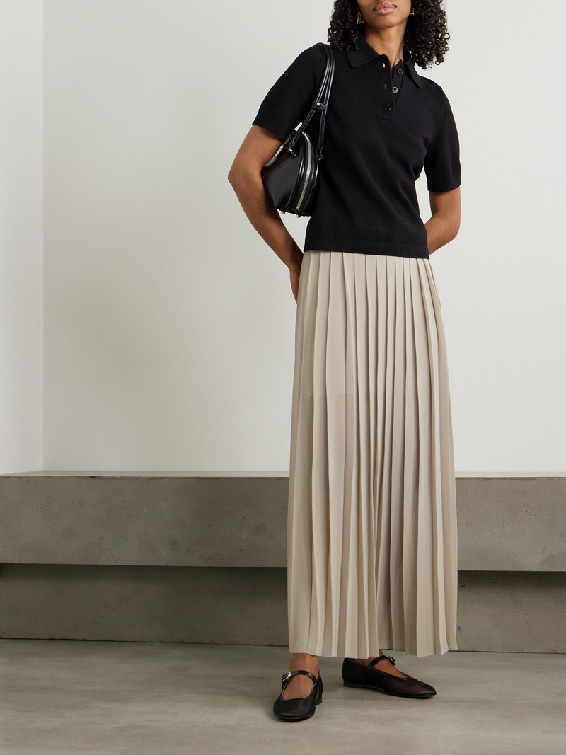 AMI Paris Belted Pleated Crepe Maxi Skirt outlook