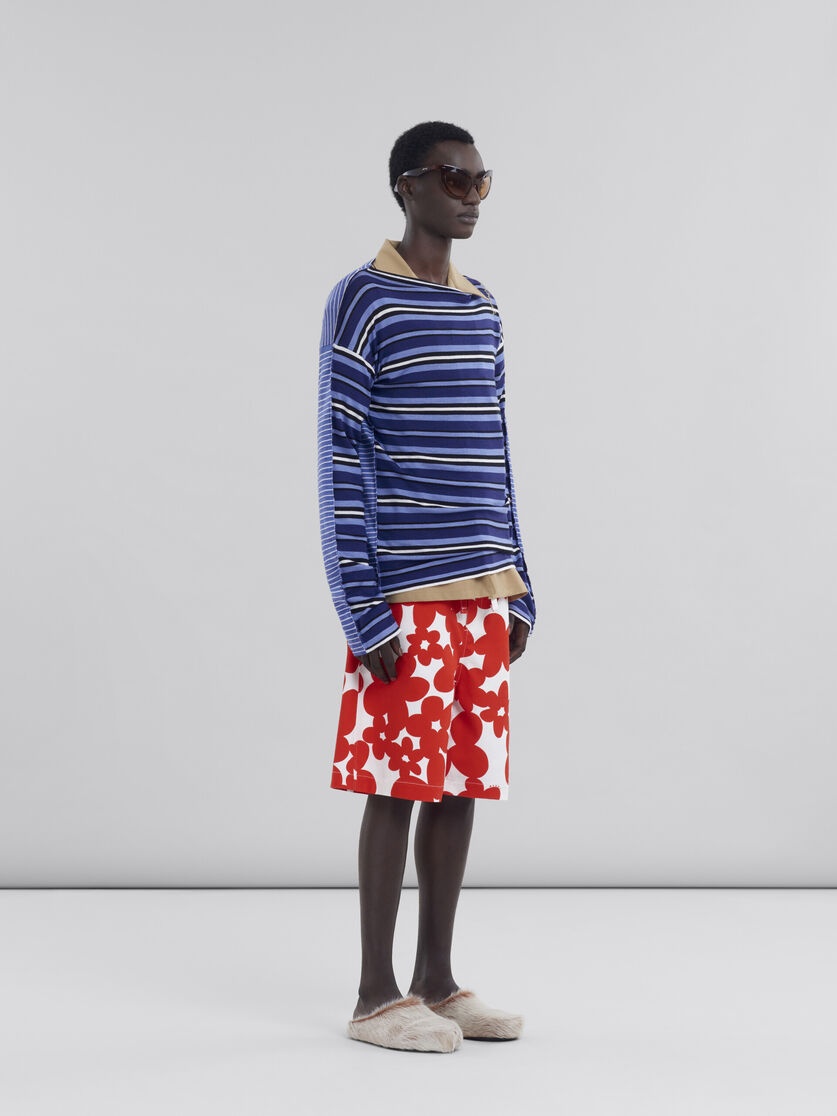 BLUE STRIPED BOAT NECK JUMPER WITH CONTRASTING BACK - 5