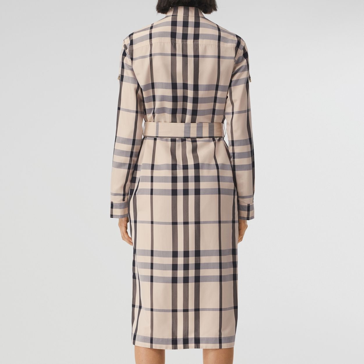 D-ring Detail Check Silk Viscose Shirt Dress - 4