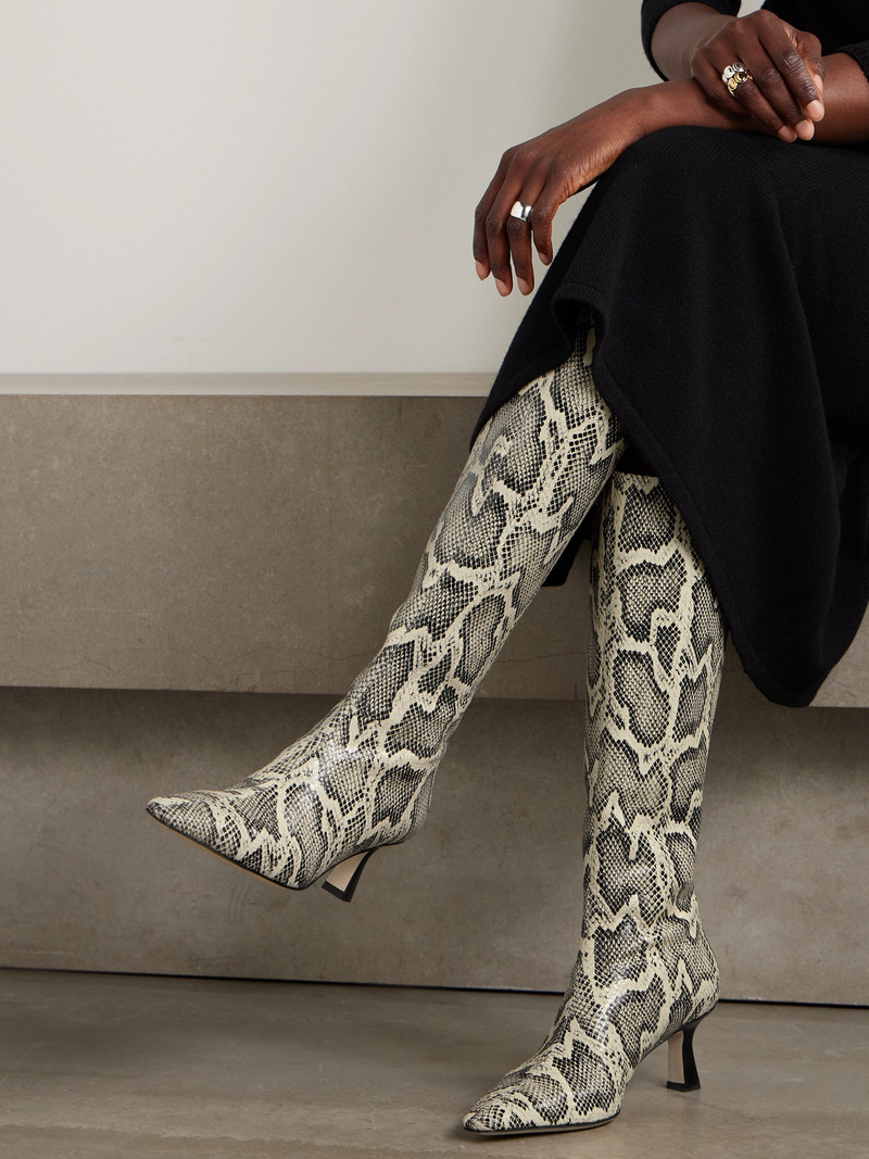 Aeyde Klea Snake-effect Leather Knee Boots outlook