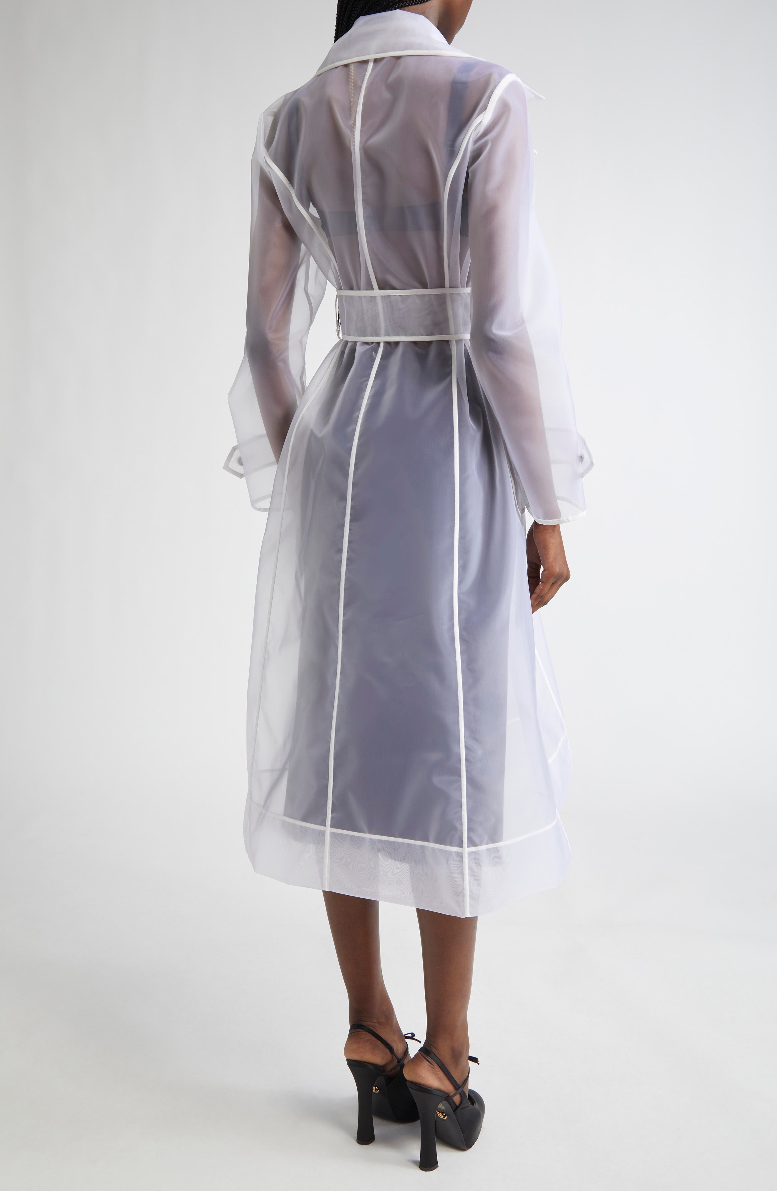 Dolce&Gabbana Technical Organza Trench Coat in W0800 Bianco Ottico at Nordstrom - 2