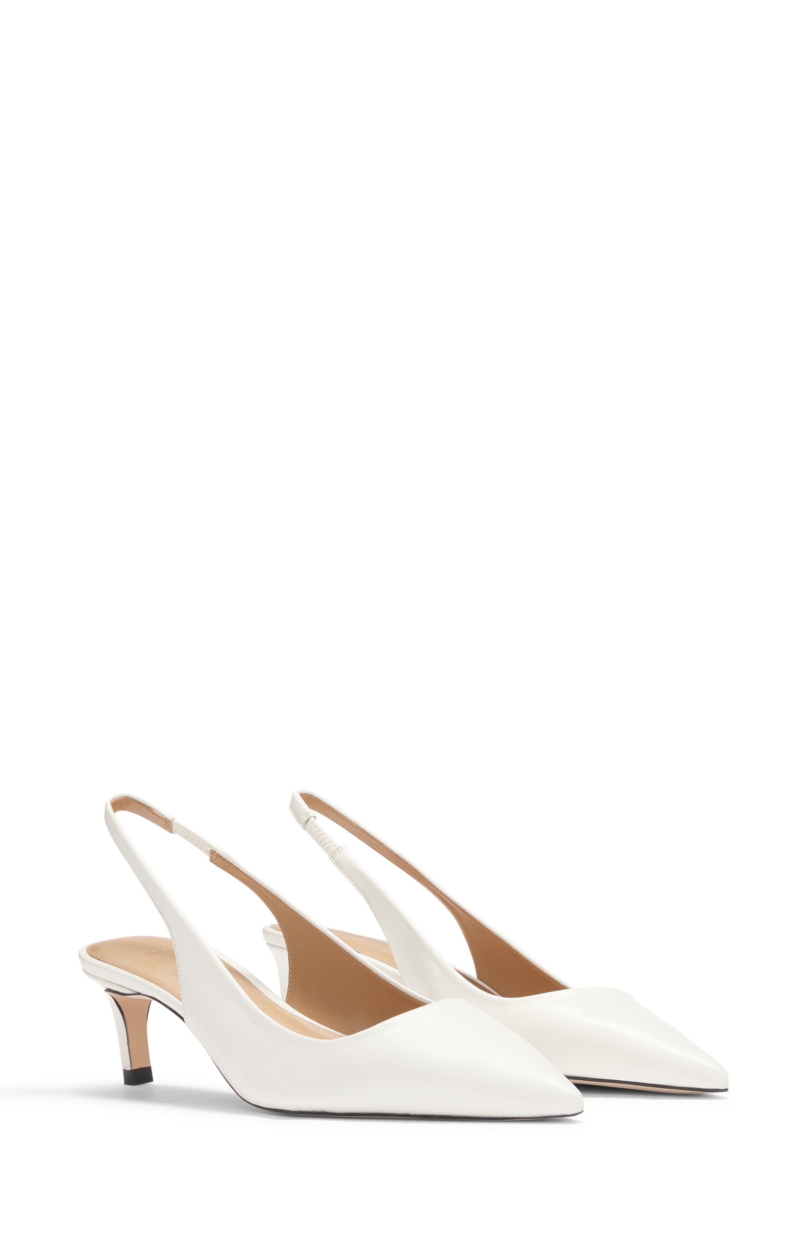 BOSS Janet Slingback Pointed Toe Pump in Open White at Nordstrom - 6
