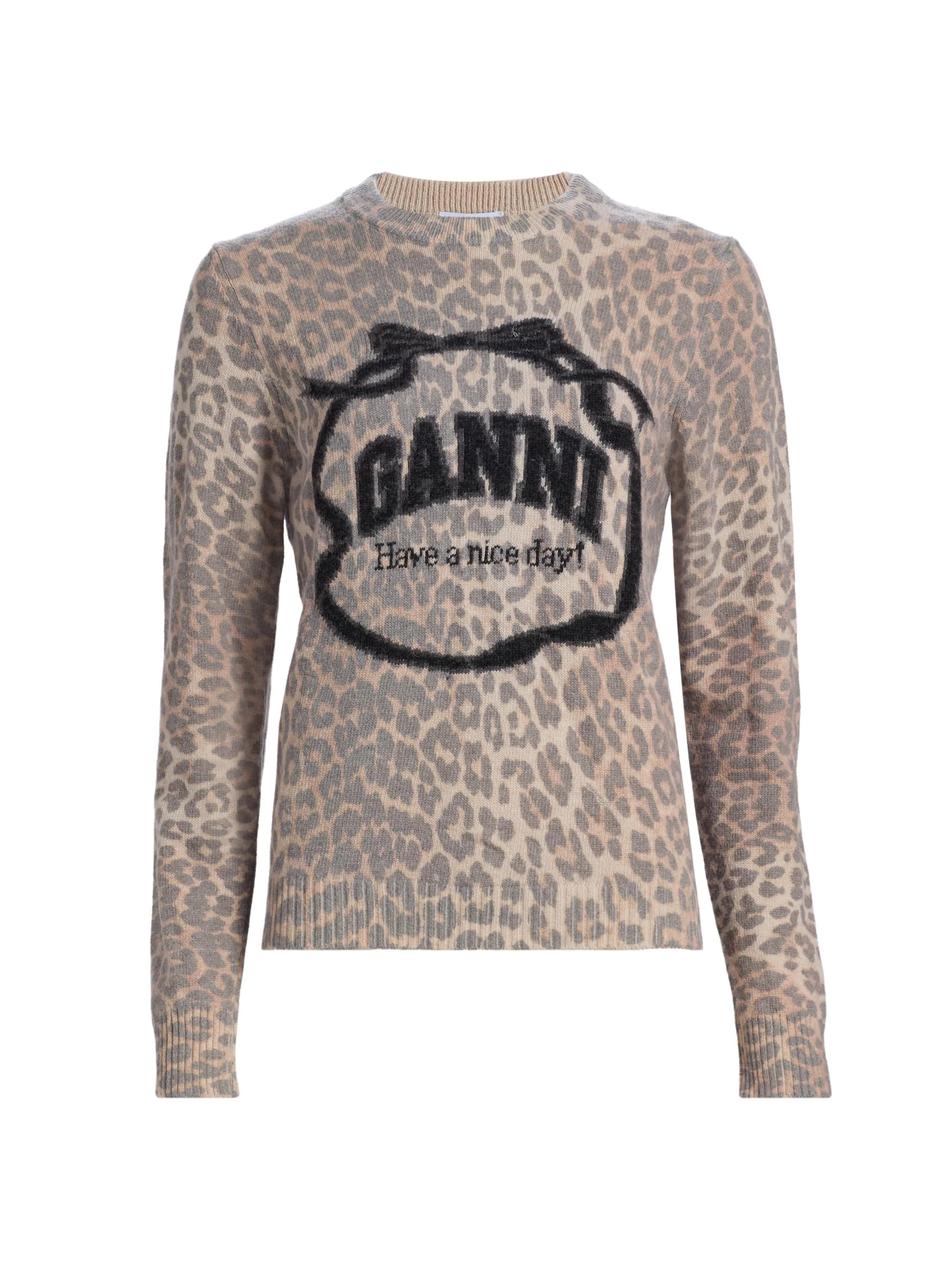 Women's Graphic Wool Sweater - Leopard - 1