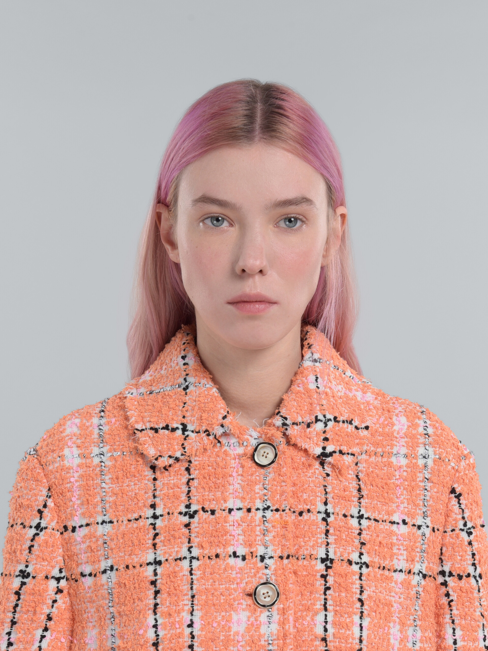 COTTON TWEED COAT WITH KNITTED INSERTS - 4