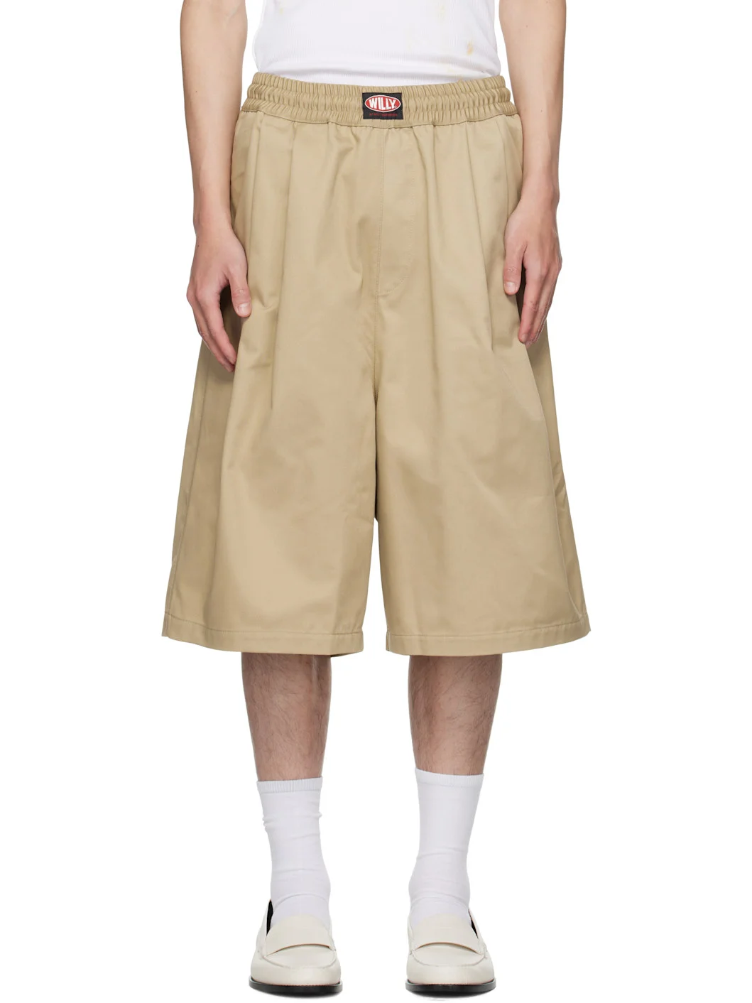 Beige Orale Elasticated Shorts - 1