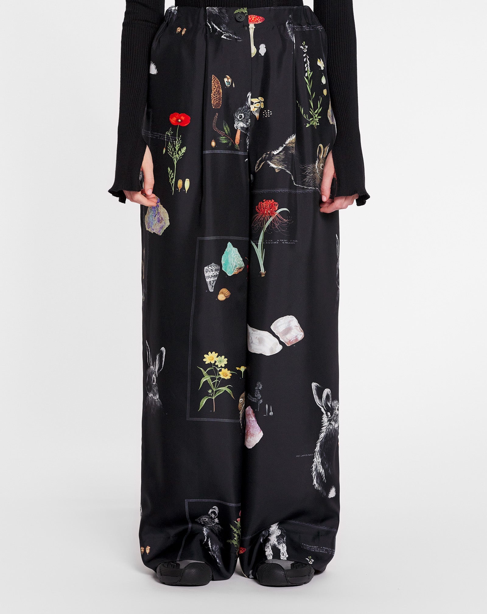 PRINTED WIDE LEG FLUID PANT IN SILK - 3