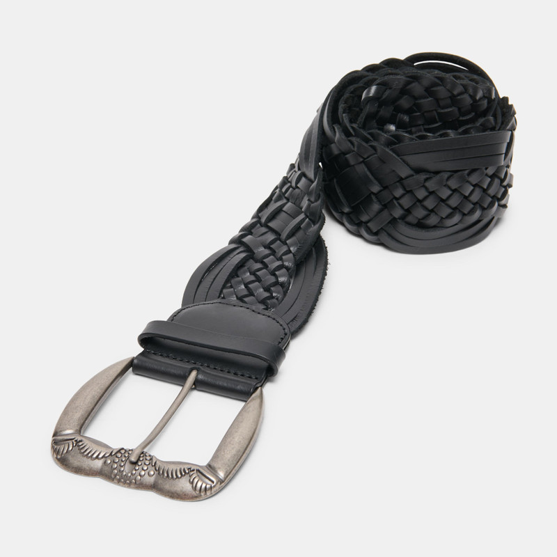 WOVEN WESTERN BUCKLE BELT BLACK SILVER 4