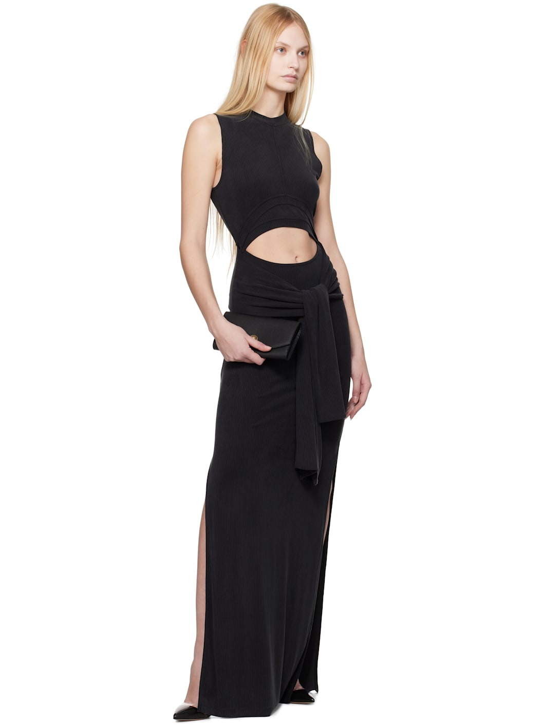 Black Knotted Cut Out Maxi Dress - 4