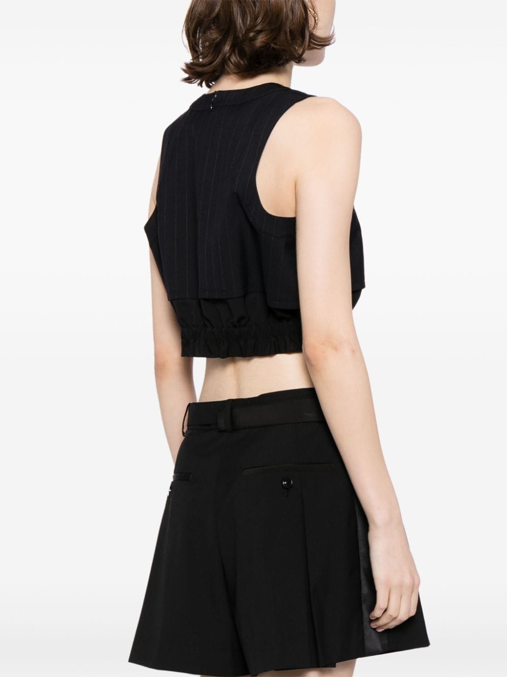 pinstripe-pattern sleeveless crop top - 4