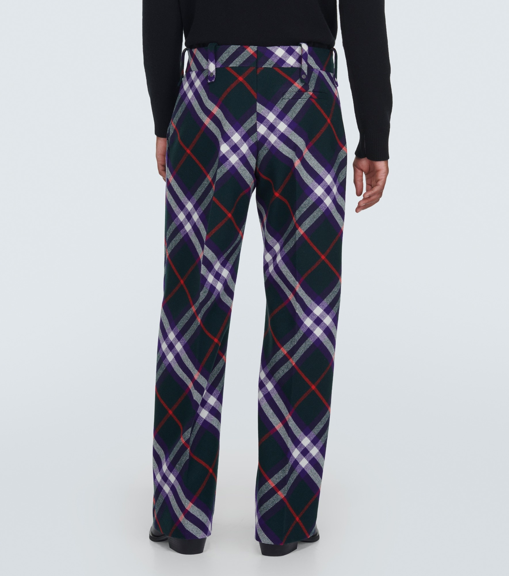 Burberry Check wool pants - 4