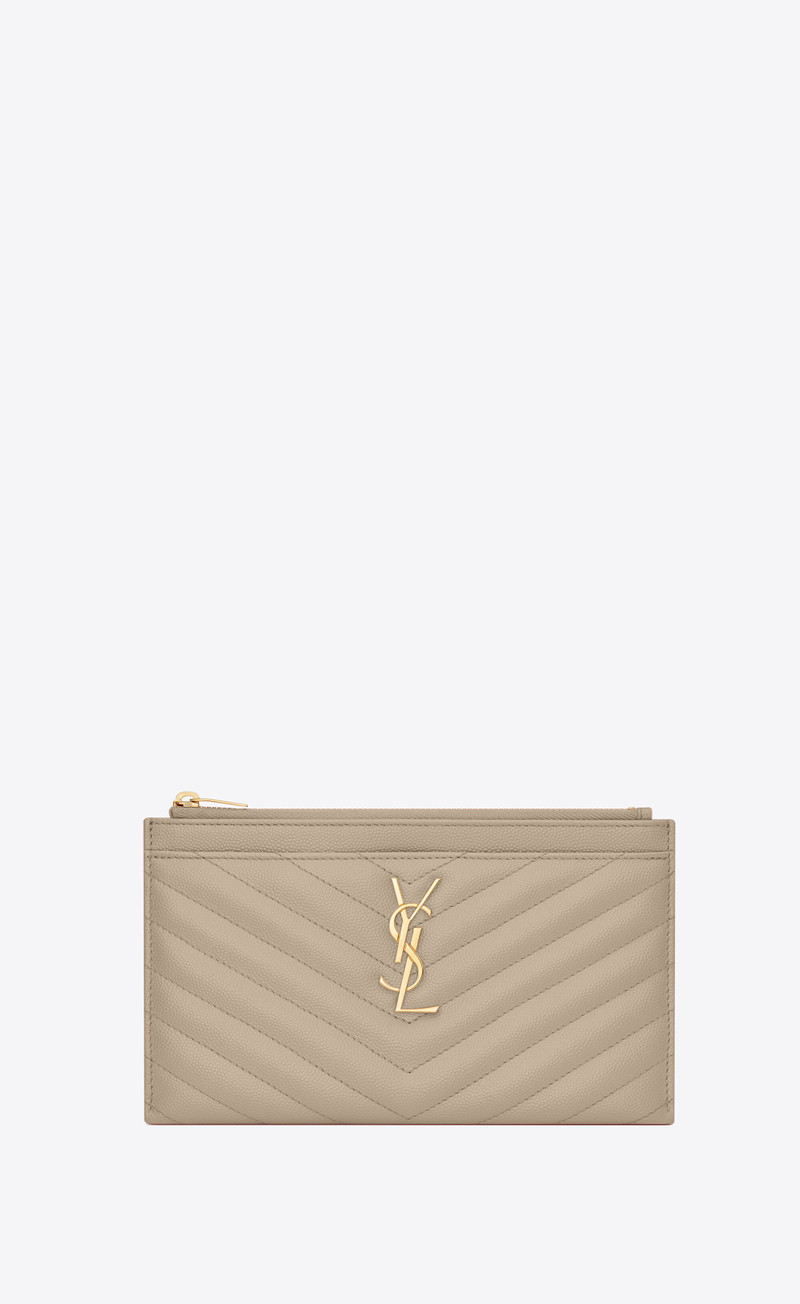 SAINT LAURENT monogram bill pouch in grain de poudre embossed leather outlook