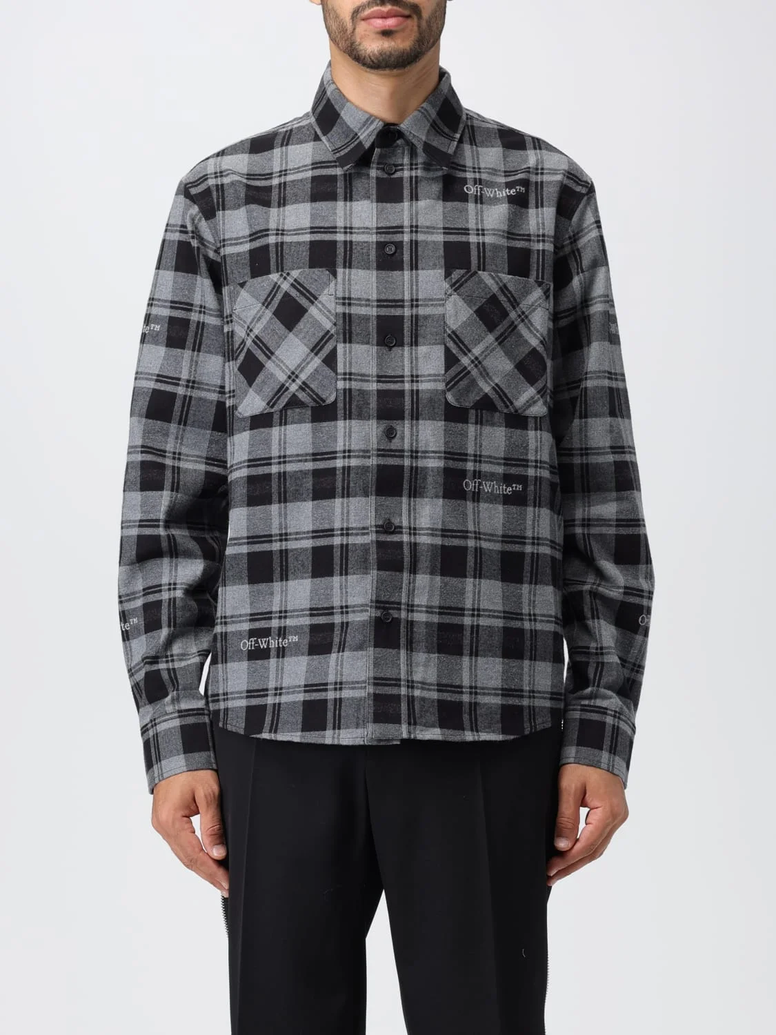 Off-white shirt in cotton flannel - 1
