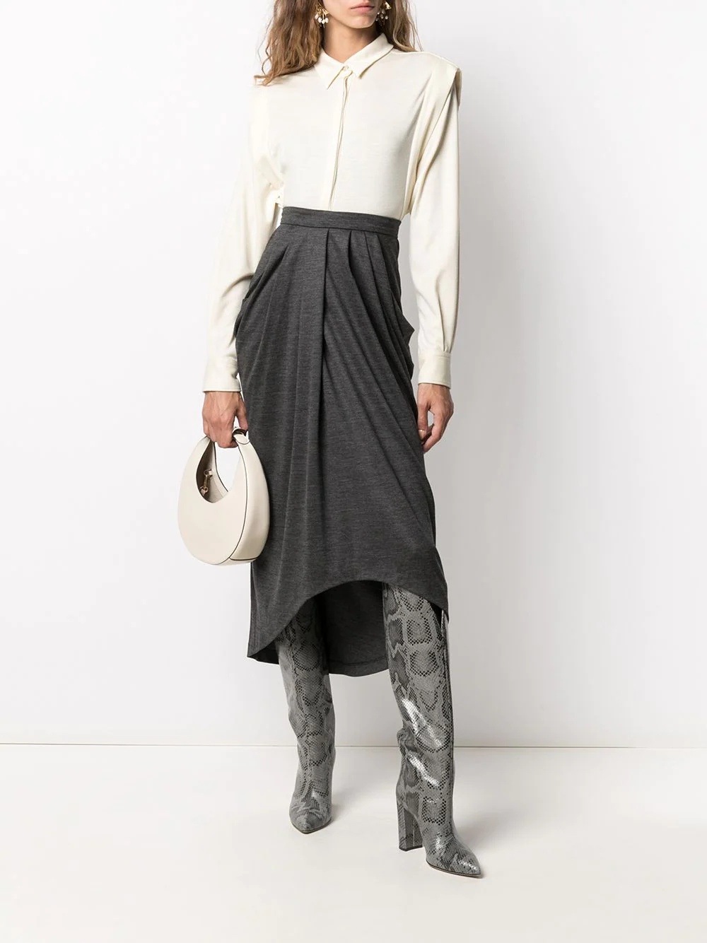 draped mid-length skirt - 2