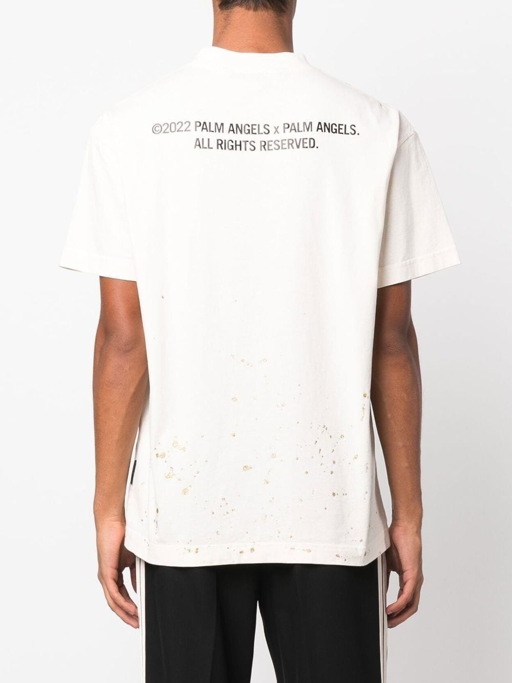 splatter-effect logo-print T-shirt - 4