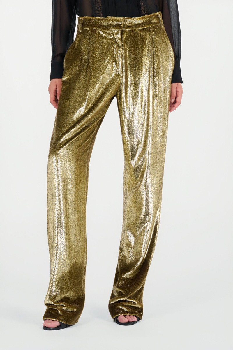 Gold Velvet Long Pants 3