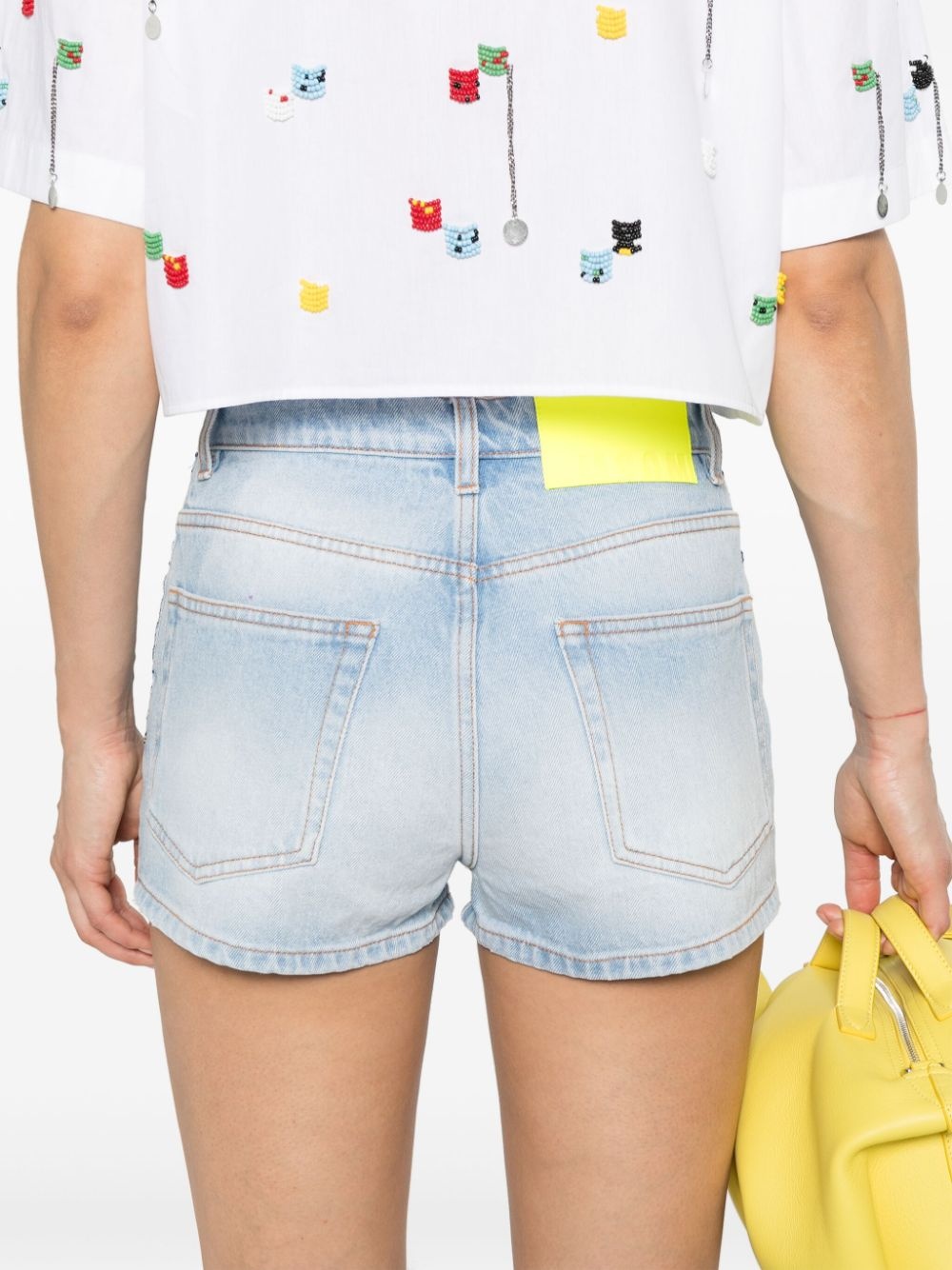 logo-embroidered denim shorts - 5