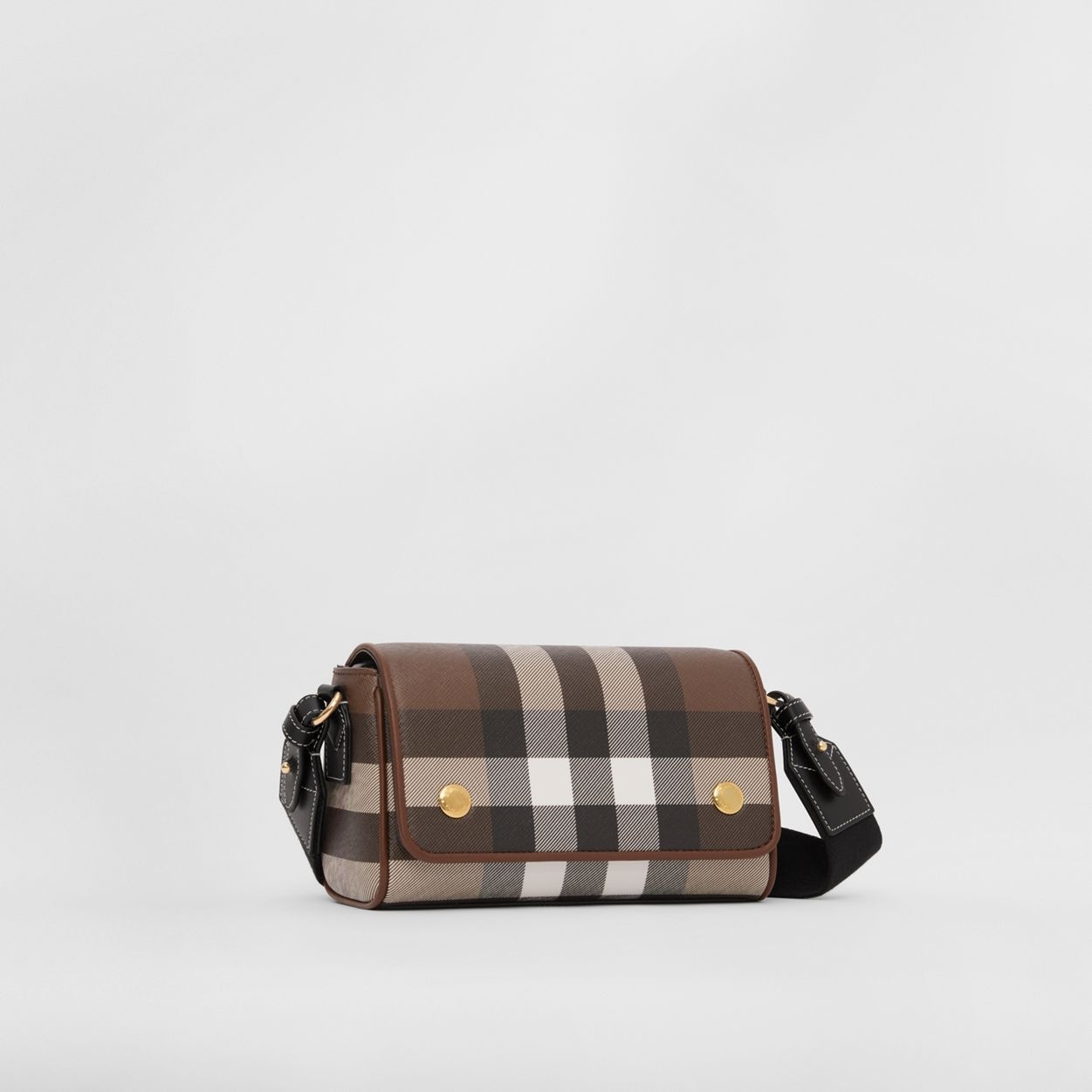 Check and Leather Crossbody Bag - 7