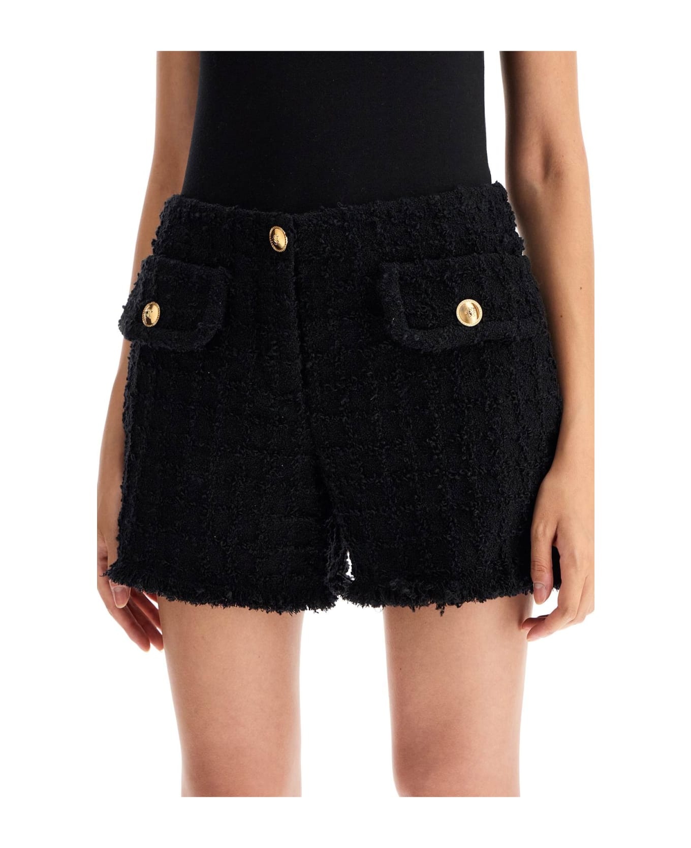 Black Virgin Wool Blend Shorts - 4