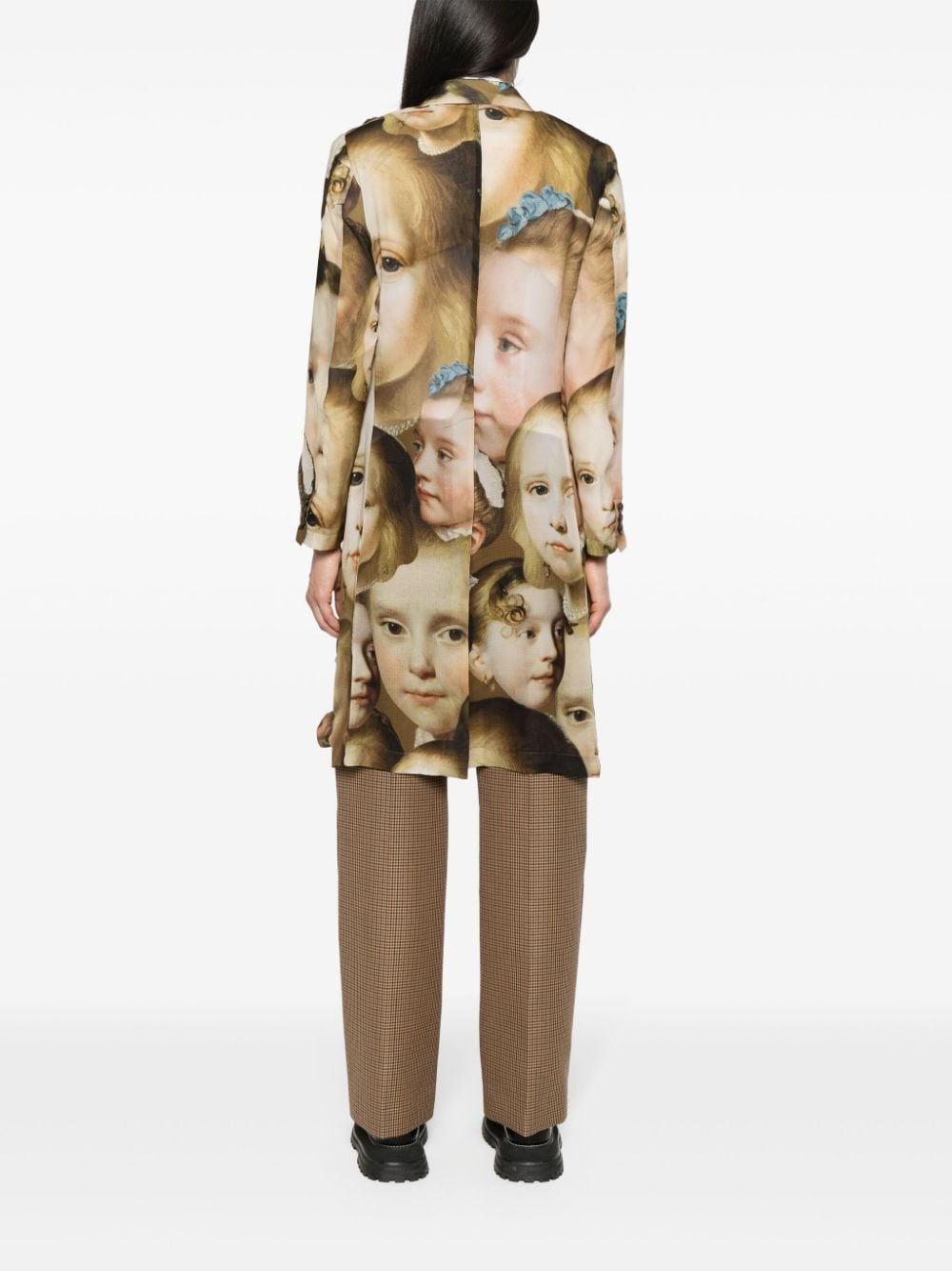 renaissance-print ruched midi coat - 4