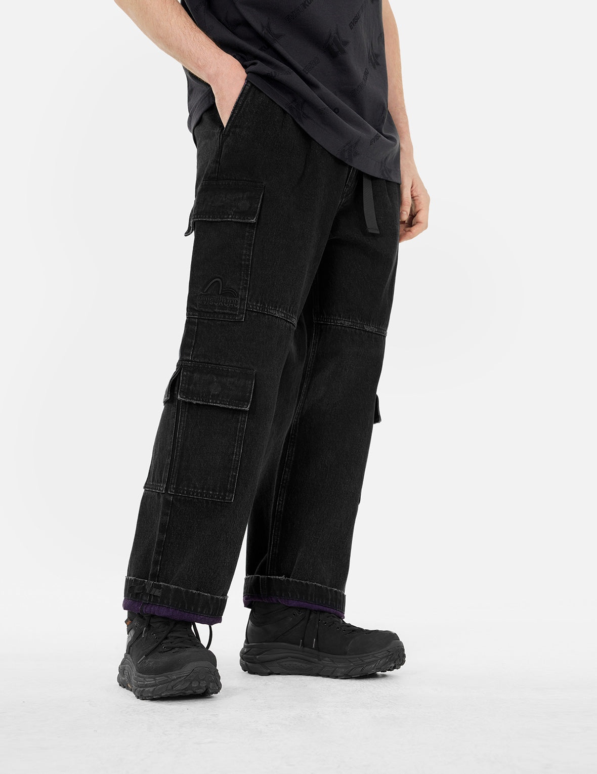 Two Tone Distressed Oversized Cargo Pants - 5