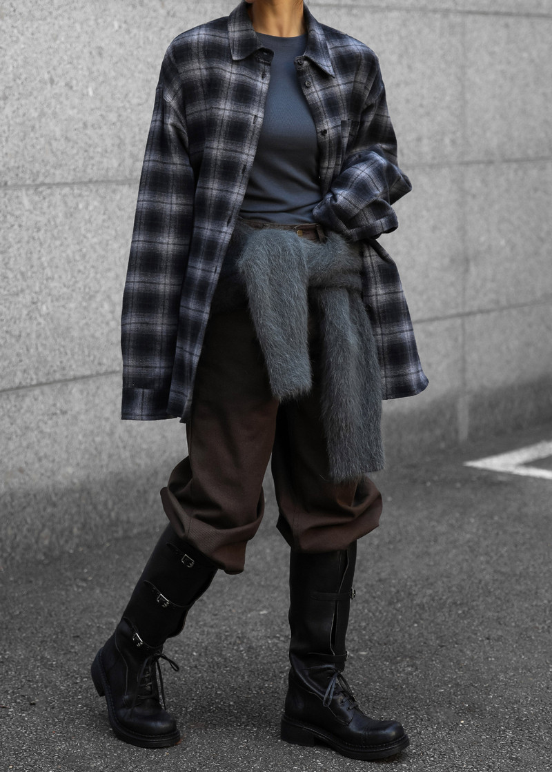 Helka Flannel Quilted Shirt - Charcoal 8