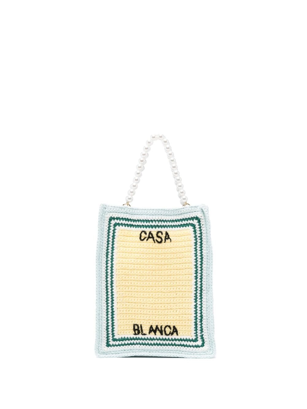 logo-embroidered crochet tote bag - 1