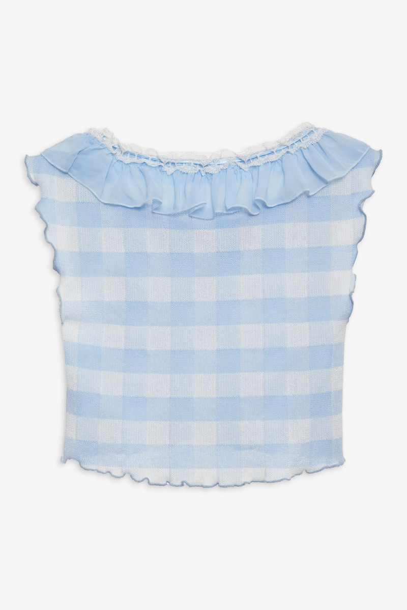 For Love & Lemons Brushed Gingham Knit Top outlook