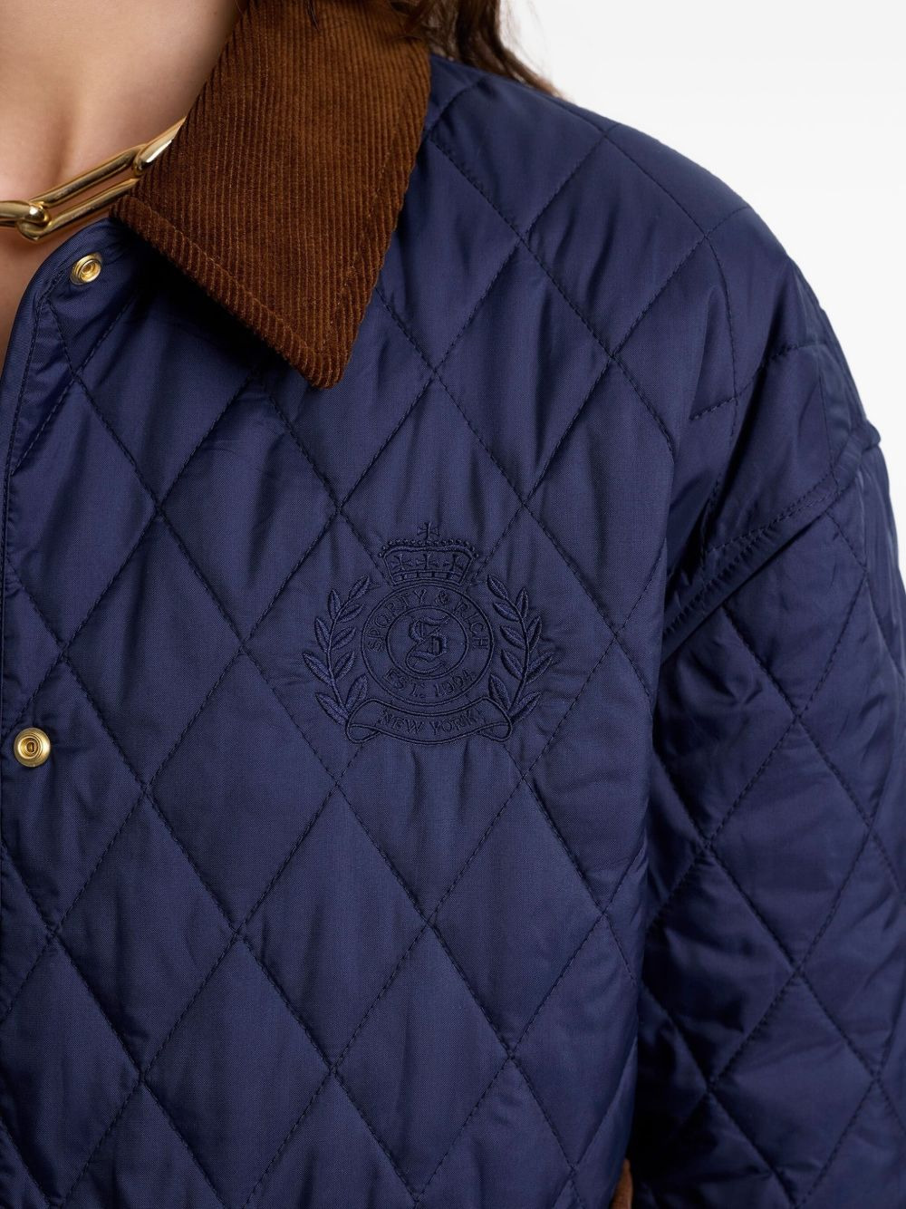 quilted corduroy-collar puffer jacket - 5