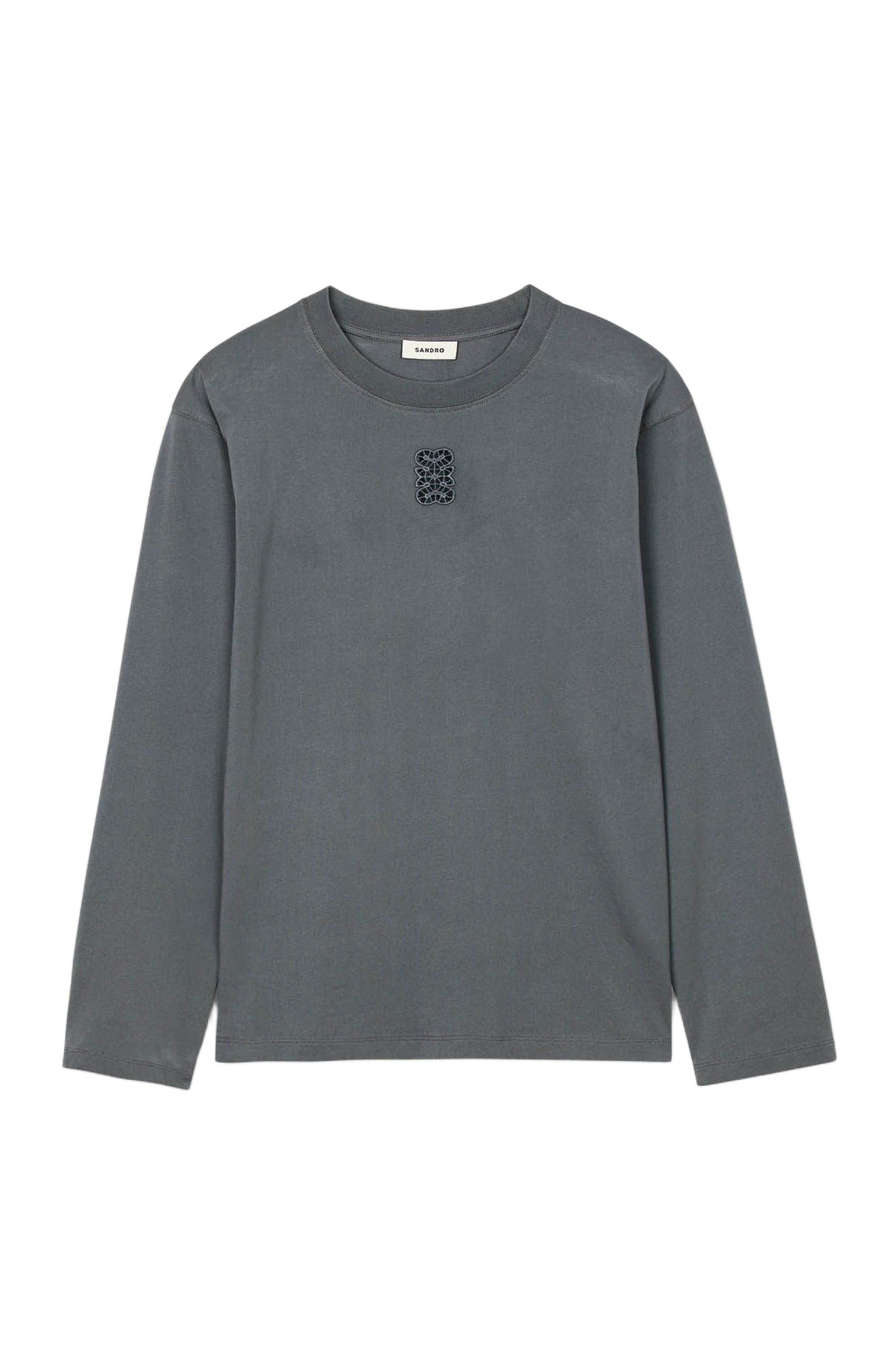 SANDRO T-shirt with embroidery in Grey at Nordstrom - 5