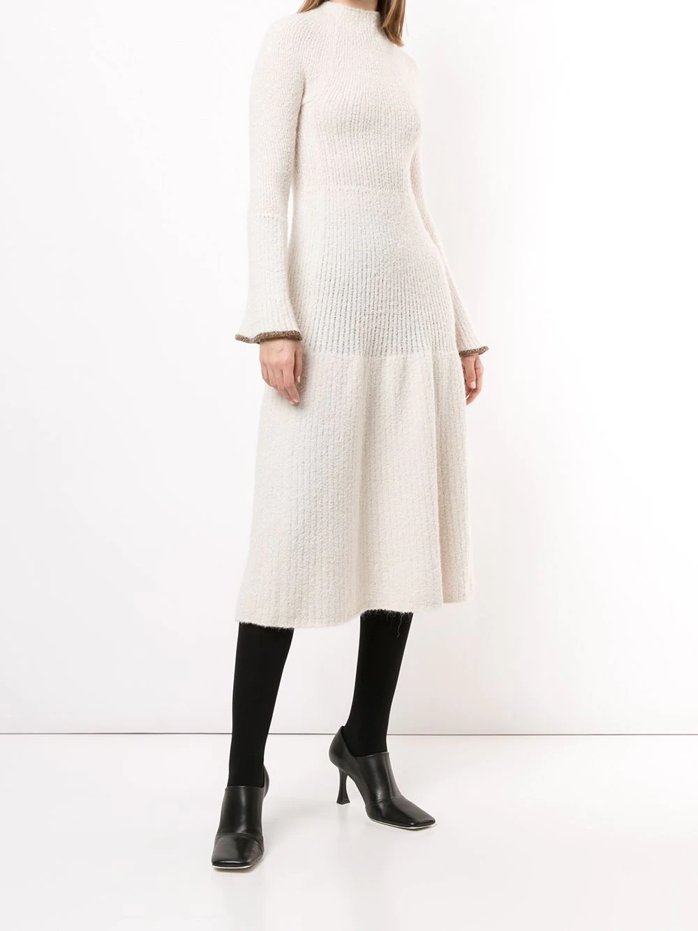 bell sleeve knitted midi dress - 2