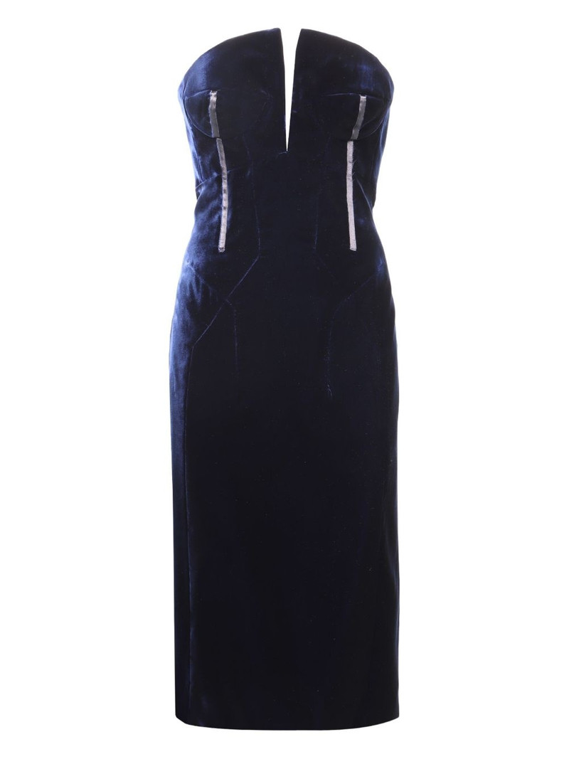 TOM FORD strapless velvet midi dress outlook