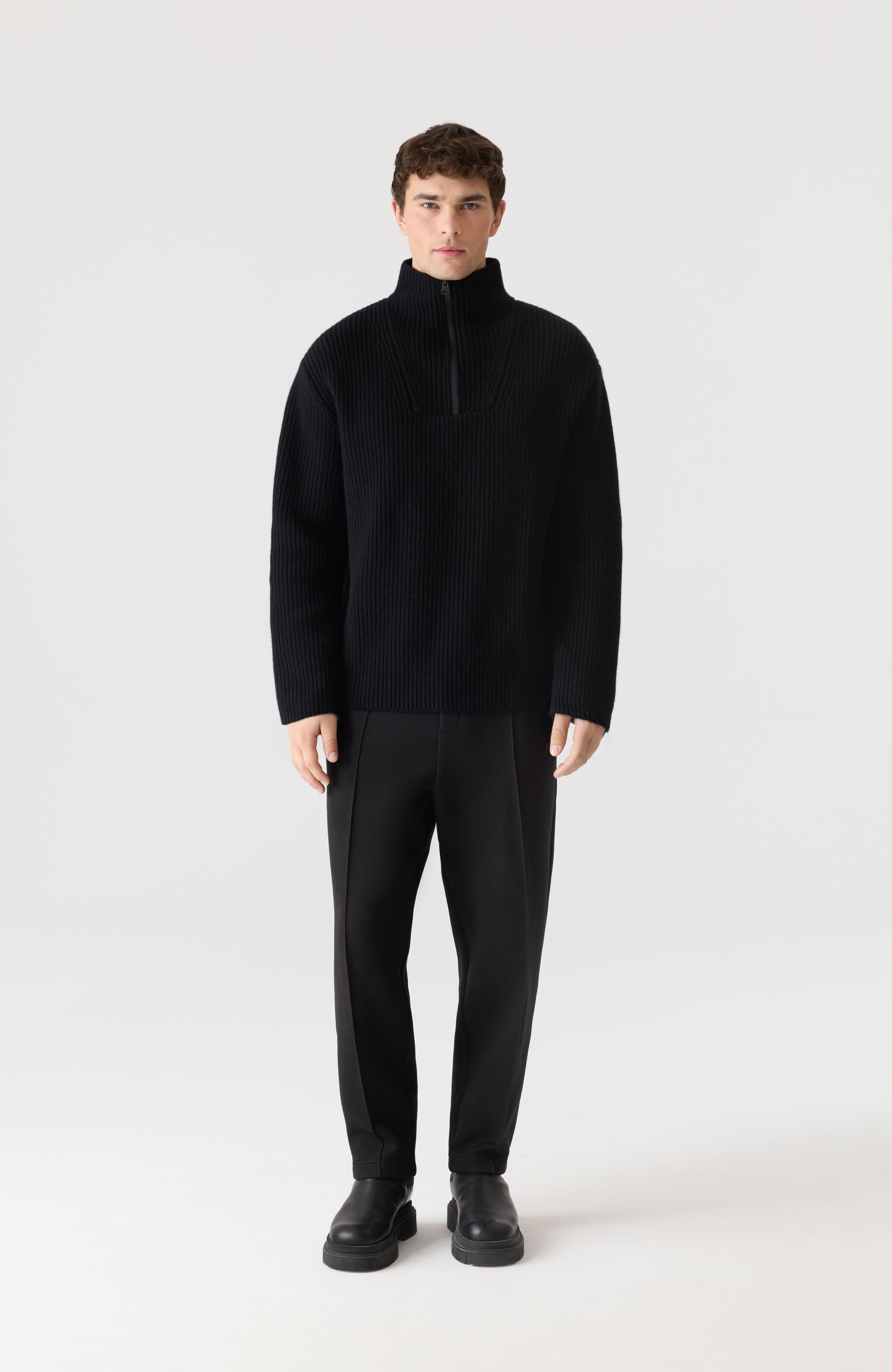 MARIO Fisherman Rib Quarter-Zip Pullover - 2