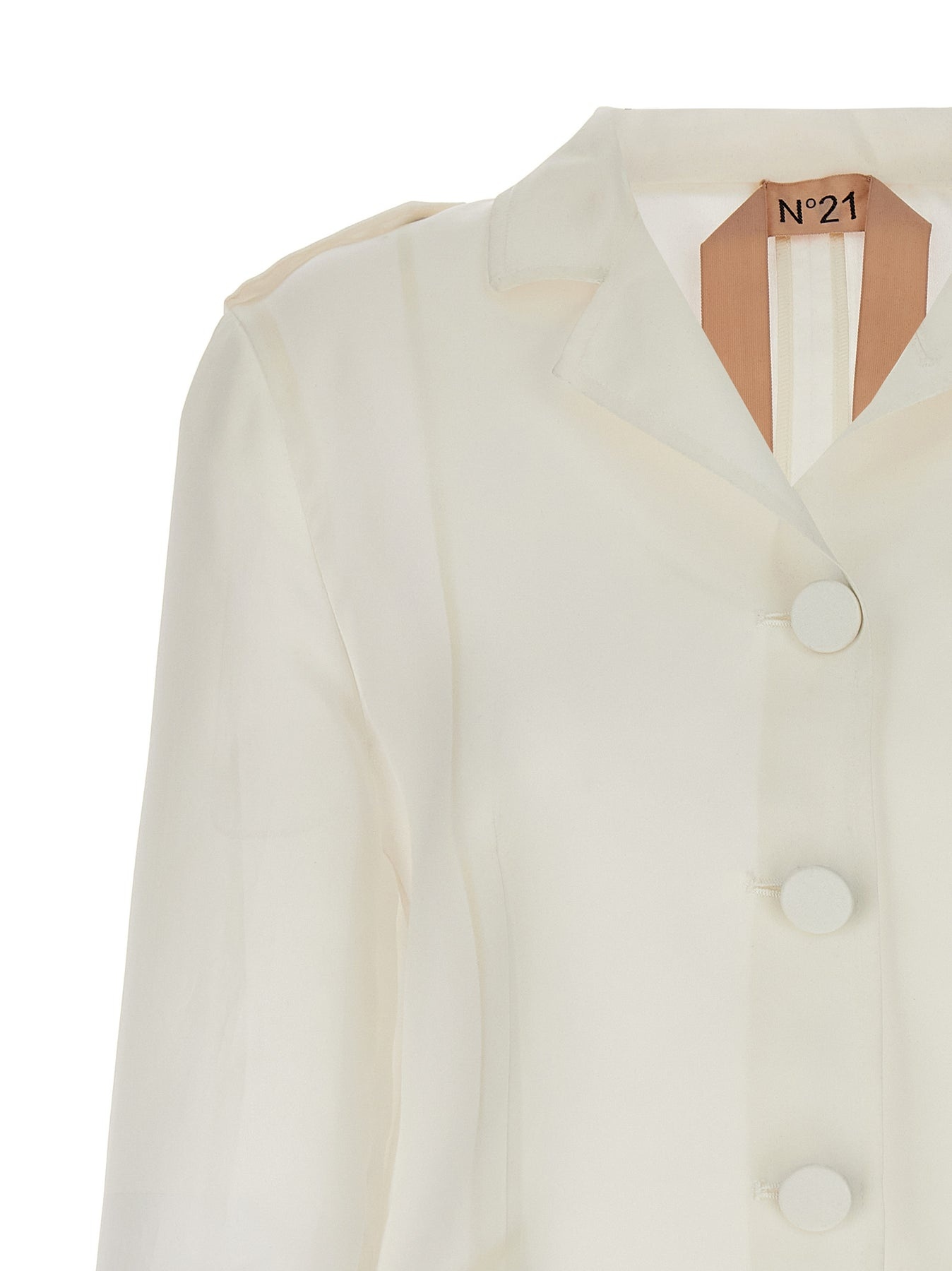 Single-Breasted Silk Blazer Blazer And Suits White - 3