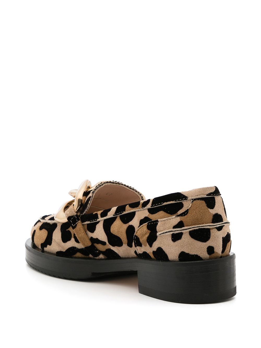 leopard-print chain-link loafers - 3