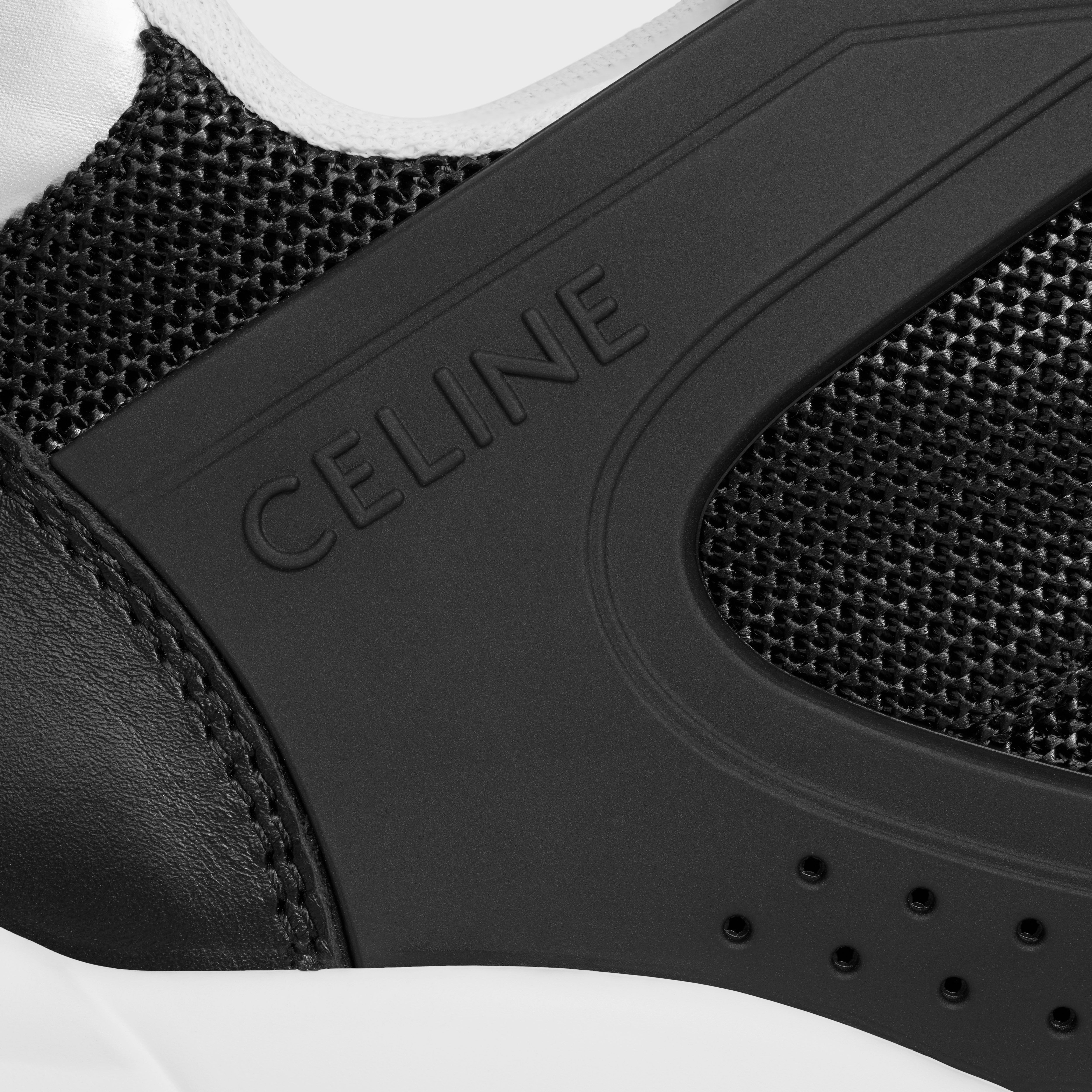 CELINE TRAINER CT-07 LOW LACE-UP SNEAKER in Mesh, Calfskin AND Laminated Calfskin - 5